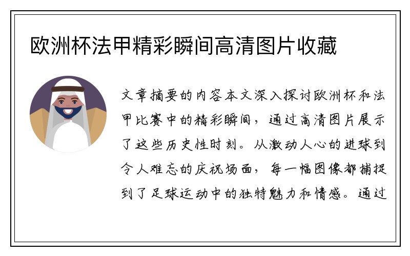 欧洲杯法甲精彩瞬间高清图片收藏